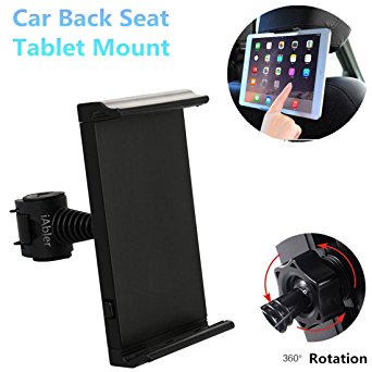 iAbler Headtab [One Hand] Headrest Back Seat Tablet Car Mount - iAbler 360 Rotating Holder for Apple iPad Pro 9.7"/ Air / Mini Samsung Galaxy Tab 4 7.0, 8.4, 10.1, Note 10.1, Nexus 7 FHD