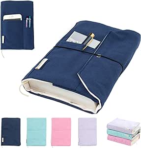 Canvas Book Covers, Washable Book Protector, Jumbo Book Cover for Paperback Novels, Adjustable Book Cover for Hardcover with Pockets for Pen, Soft Cover Books, Book Lovers Gifts