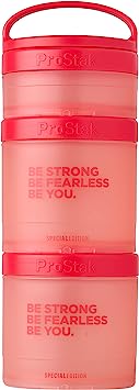 BlenderBottle ProStak Twist n’ Lock Storage Jars Expansion 3-Pak with Removable Handle, 100cc 150cc 250cc, Be Strong Be Fearless Be You