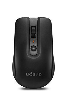 Bornd C190 2.4GHz Optical Wireless Mouse, Gold-Plated Mini-Receiver (Black)