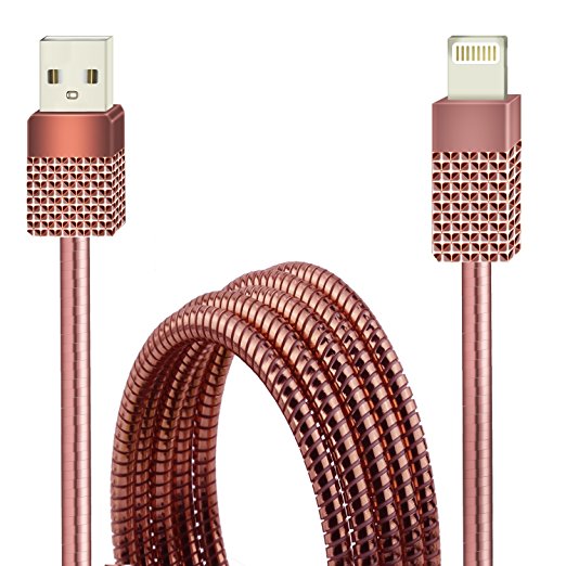 All-metal Lightning Charger USB Cable Super Fast Charging and Transfer Data 3.3ft/1M Cable with Free Chargers for IOS Devices (Rose Gold)