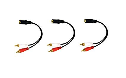 C&E 3 Pack 2 x RCA Male, 1 x 3.5mm Stereo Female, Y-Cable 6 Inch, CNE614083