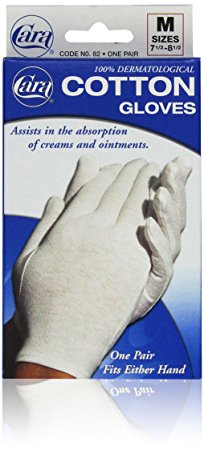 CARA  Dermatological Cotton Gloves, Medium, 1 Pair