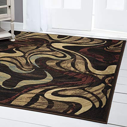 Home Dynamix Catalina Picasso Area Rug | Contemporary Living Room Rug | Bold Swirl Designs | Earth Tones and Textures | Brown, Cream and Red 19.6"x31.5"