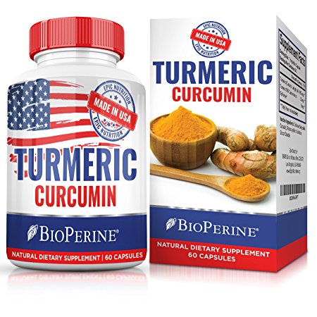 Turmeric Curcumin with BioPerine® - Relieves Joint Pain, Reduces Inflammation, Improves Digestion, Boosts Memory, Enhances Immune System. American Made Supplement with Non GMO.