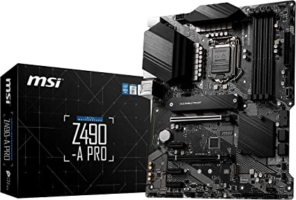 MSI Z490-A PRO ProSeries ATX Motherboard (10th Gen Intel Core, LGA 1200 Socket, DDR4, Dual M.2 Slots, USB 3.2 Gen 2, 2.5G LAN, DP/HDMI)