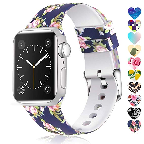 Moretek Colorful Band Compatible for Apple Watch 38mm 42mm 40mm 44mm,Soft Silicone Sport Replacement Strap for iWatch Series 4 3 2 1, Nike , Edition Women Men