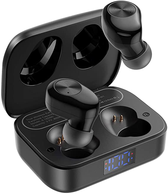 Wireless Earbuds, TOTU Bluetooth 5.0 in-Ear Earbuds [USB-C Quick Charge] IPX7 Waterproof Wireless Headphones with Charging Case,Touch Control,Built in Mic,Deep Bass Stereo Earphones for Sports Running