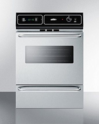 Summit TTM7212BKW 24" Gas Wall Oven with 2.92 Cu. Ft. Oven Capacity Digital Clock/Timer Oven Light Storage Compartment and Porcelain Construction in Stainless