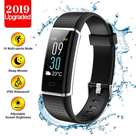 WELTEAYO Fitness Tracker HR, Activity Tracker Watch Smart Bracelet with Heart Rate Monitor, Color Screen with Step Counter Pedometer Watch, IP68 Waterproof Smart Band