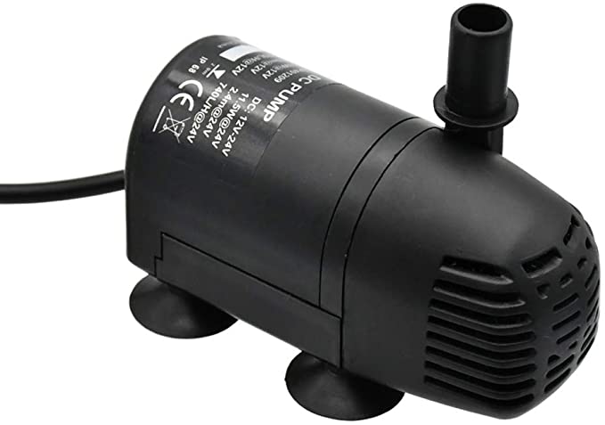 ECO-WORTHY 196 GPH Brushless Submersible Water Pump 12V-24V DC for Pond, Aquarium, Solar Fountain, Hydroponics with 16.4ft(5M) Power Cord, 2Nozzles