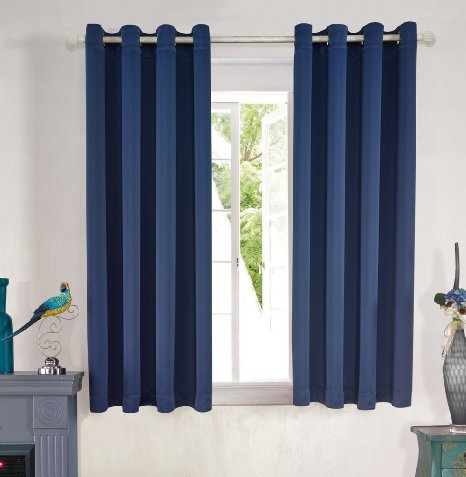 MYSKY HOME Solid Grommet top Thermal Insulated Window Blackout Curtains for Kids Bedroom, 52 by 63 inch, Navy (1 panel)
