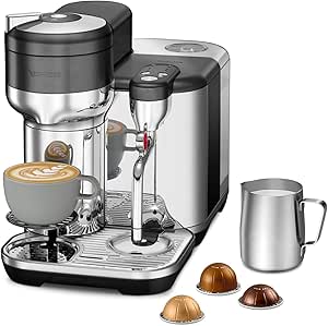 Breville Nespresso the Vertuo Creatista Espresso Machine, BVE850BST, Black Stainless Steel