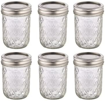 Ball Quilted Crystal Preserving Glass Lidded Jam Gift Jars 240ml - Pack of 6