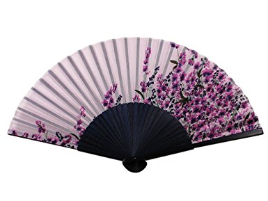 Japanese Handheld Folding Fan, Violet HF49