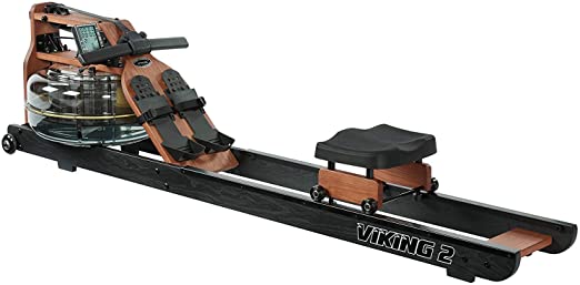 First Degree Fitness Viking II Black Reserve Indoor Rowing Machine, Black/Brown