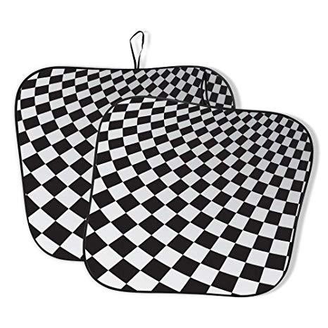 Car and Driver Windshield Sun Shade - Regular and Extra Large Sizes - Blocks 99% of UV Rays - Flat Easy Storage - Pop Up or Foldable - Cools Vehicle Interior (Pop Up Checkered - Jumbo)