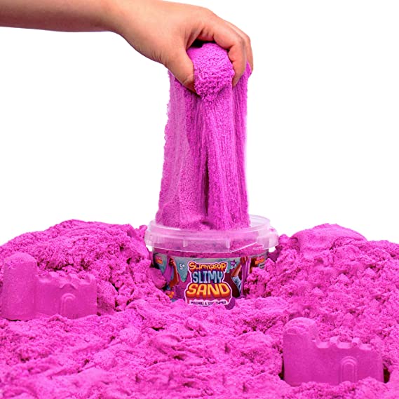 SLIMYSAND by Horizon Group USA, 1.5 Lbs of Stretchable, Expandable, Moldable, Non Stick, Slimy Play Sand in A Reusable Bucket, Purple- A Kinetic Sensory Activity