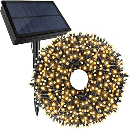 Tcamp Solar Outdoor Lights, 164Ft 500 LED Solar Christmas Lights Outdoor Waterproof with Remote, 8 Modes Solar Powered Fairy String Lights for Christmas Tree Wedding Party Holiday Decor (Warm White)