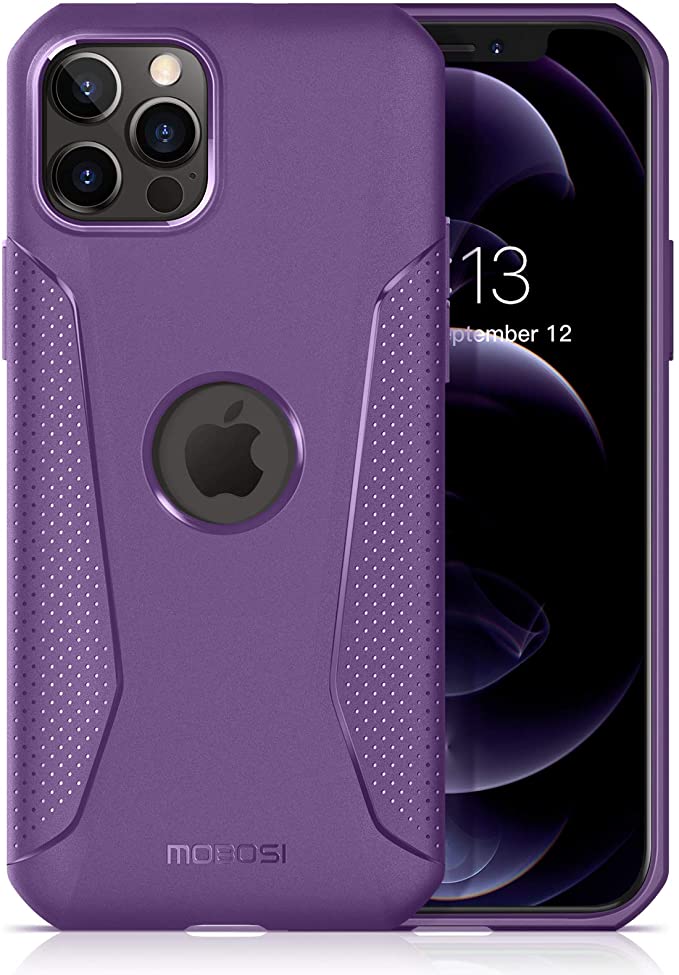 MOBOSI Net Series Compatible with iPhone 12 Pro Max Case (6.7 Inch),[Shock-Absorbing] [Scratch-Resistant] [Military Grade Protection] [Slim & Lightweight] Soft TPU Cell Phone Case (Purple)