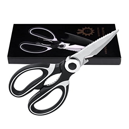 Kitchen Shears - AEDILYS Stainless Steel Ultra Sharp Premium Heavy Duty Kitchen Shears and Multi Purpose Scissors for Herbs, Chicken, Meat & Vegetables, Black