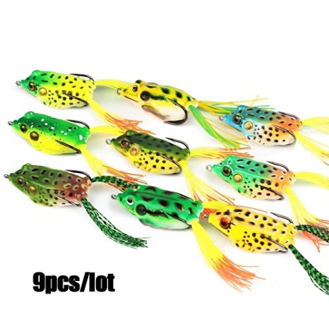 Goture Topwater Frog Lure Kit Set Lots, Especially For Bass Snakehead,Freshwater Saltwater Soft Bait