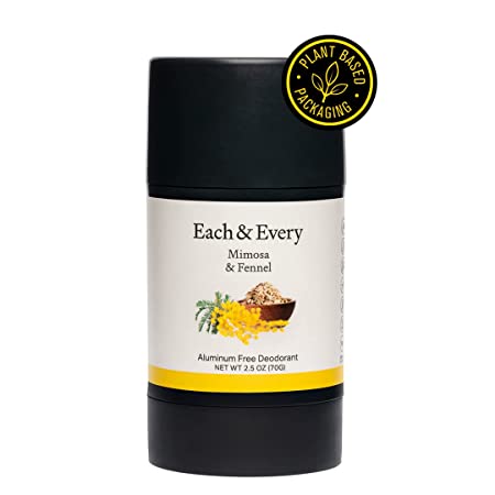 Each & Every Natural Aluminum-Free Deodorant for Sensitive Skin with Essential Oils, Limited Edition Mimosa & Fennel, 2.5 oz Full Size)