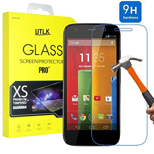 Moto G Tempered Glass Screen Protector,Motorola Moto G (1st Gen.) Screen Protector,UTLK HD Clear 9H Hardness 2.5D Round Edge Ballistic Glass Screen Protector Max Touch Accuracy