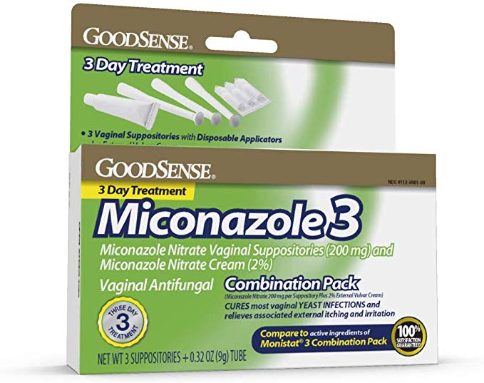 GoodSense Miconazole Nitrate Vaginal Suppositories (200 mg) and Miconazole Nitrate Cream (2%), 3-Day Treatment