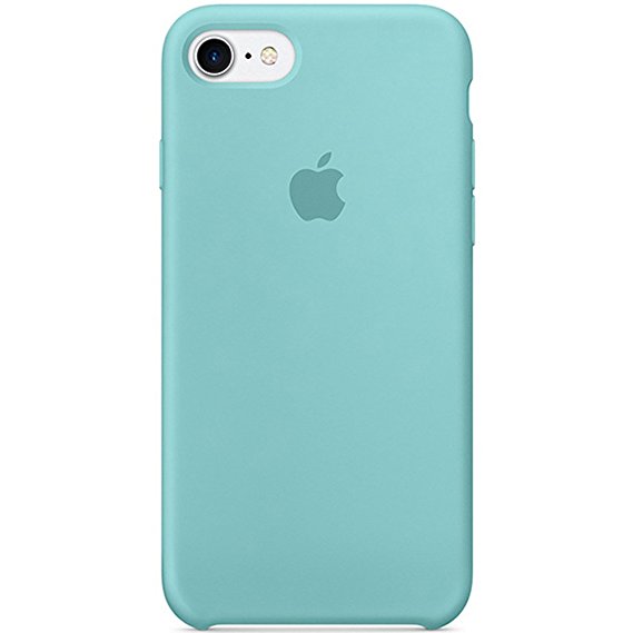 Optimal shield Soft Leather Apple Silicone Case Cover for Apple iPhone 7 (4.7inch) Boxed- Retail Packaging (Sea Blue)