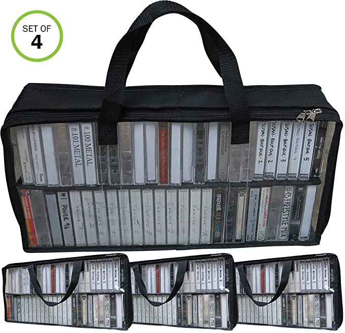 Evelots Cassette Tape Bag-Organizer/Storage-Easy Carry-No Dust/Moisture-Hold 200