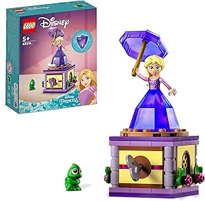 LEGO 43214 Disney Princesse Raiponce Tourbillonnante, Jouet de Construction avec Mini-Poupée Robe Diamant et Figurine Pascal Le Caméléon, Enfants 5 Ans