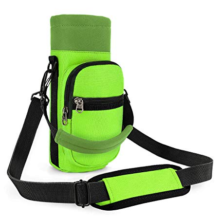 Barbarians Water Bottle Carrier, Bottle Pouch Holder with Adjustable Shoulder/Hand Strap 2 Pockets for Swell Type Bottle 16oz 17oz 20oz 24oz 25oz 32oz 40oz, Suitable for Hiking Travel Camping