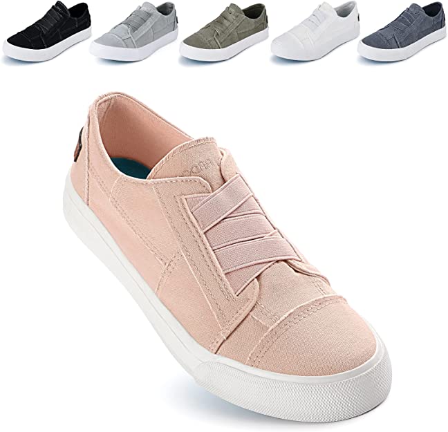 JENN ARDOR Women's Fall Stylish Slip On Sneakers Low Top Canvas Sneakers Trendy Flats Comfortable Casual Walking Shoes for Women