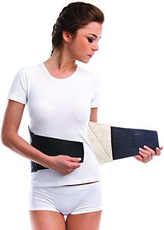 Lower Back Warming Belt - Back Pain Relief And Recovery - Natural Heat - Wool Liner - Medium, Waist/Belly 36" - 39½" Black