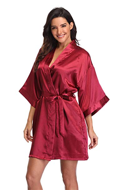 Women's Pure Short Silky Robes Bridesmaid Bride Party Satin Robes Sleepwear