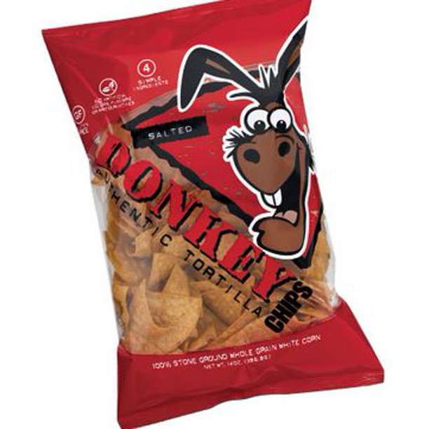 Donkey Chips Salted Authentic Tortilla Chips, 14 oz, (Pack of 12)