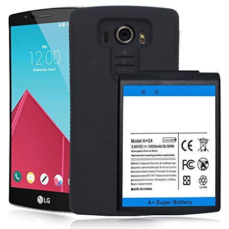 LG G4 Extended Battery (Up to 3X Extra Battery Power), 10000mAh Replacement extended battery with Full Edge Soft TPU Protective Case for LG G4 BL-51YF H810 H811 H812 H815 VS986 LS991 US991 Phone