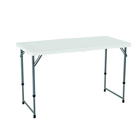 Lifetime 4 x 2 ft (122 x 61 cm) Rectangular Light Commercial Fold-in-Half Folding Table with 3 Adjustable Heights of 22/29/36 in (56/74/91.4 cm)