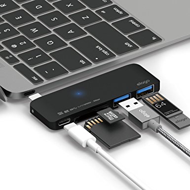 elago Aluminum Charging Multi Hub USB-C - [Power Delivery][Charging Multi Hub][5 Slots Data Transfer] - for All-new MacBook and Pro, All USB-C Devices (Black)