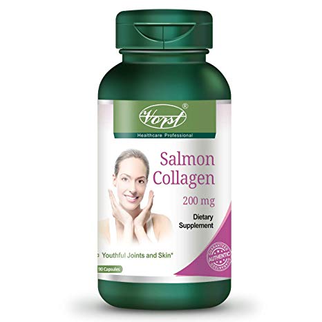 Vorst Salmon Collagen 200mg Plus Vitamin C 90 Capsules Type 1 and 3 for Skin Hair Nails Joints Anti-Aging Marine Collagen Supplement Korean Skin Care Keto Friendly