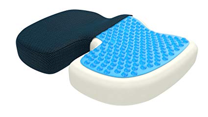 Bonmedico Orthopedic Coccyx Seat Cushion, Gel & Memory Foam Seat Pillow, Relieves Back, Sciatica And Tailbone Pain, Use As Office Chair Cushion, Car Seat Cushion Or For Wheelchair, Blue, Large