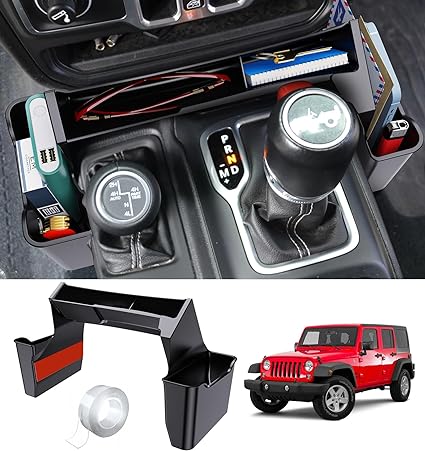 Eamplest Shifter Storage Box, Gear Shift Center Console Side Tray Organizer for Jeep Wrangler JL JLU 2024 2023 2022 2021 2019 2018& Gladiator JT 2020-2023 Interior Storage Accessories