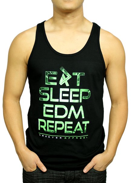 Greater Apparel Men's Eat Sleep Rave EDM Repeat Tank