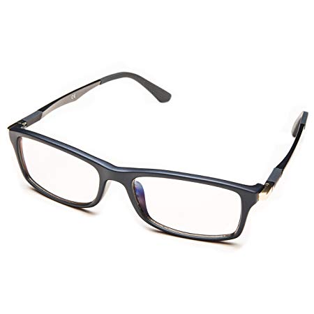PROSPEK - Premium Computer Glasses - Professional - Blue Light and Glare Blocking ( 0.00 (No Magnification) | Small Size, Grey | No Magnification)