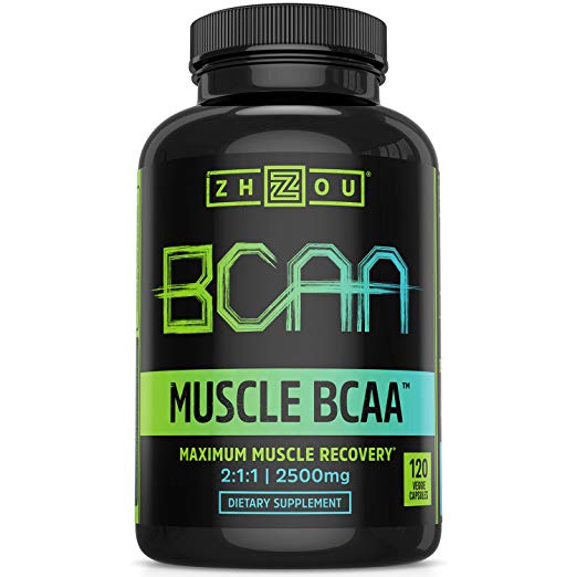 Zhou Nutrition Muscle BCAA - Branched Chain Amino Acids with Optimal 2:1:1 Ratio - Build Muscle, Improve Recovery and Increase Endurance, 120 BCAA Capsules