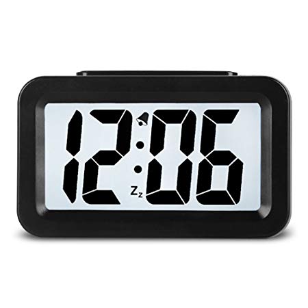 HENSE Smart Large LCD Digital Display Mute Luminous Alarm Clock With Snooze, Night Light, And Adjustable Light Function, Simple Setting, Progressive Alarm, Batteries Powered, Operated For Travel ,Office and Home Bedside Alarm Clock HA35 ( Black)
