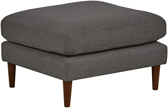 Rivet Goodwin Modern Ottoman, 30.3"W, Charcoal Fabric