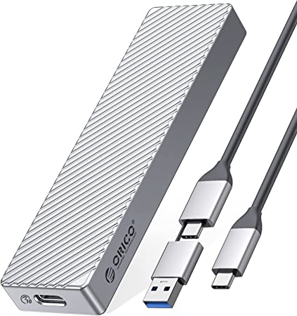 ORICO M.2 NVME SATA SSD Enclosure Adapter, USB C 3.2 Gen2, 6Gbps M2 SATA, 10Gbps NVME M-Key(B M Key), Aluminum Support UASP Trim Smart for 2242/2260/2280 SSD- FV15 (Silver)