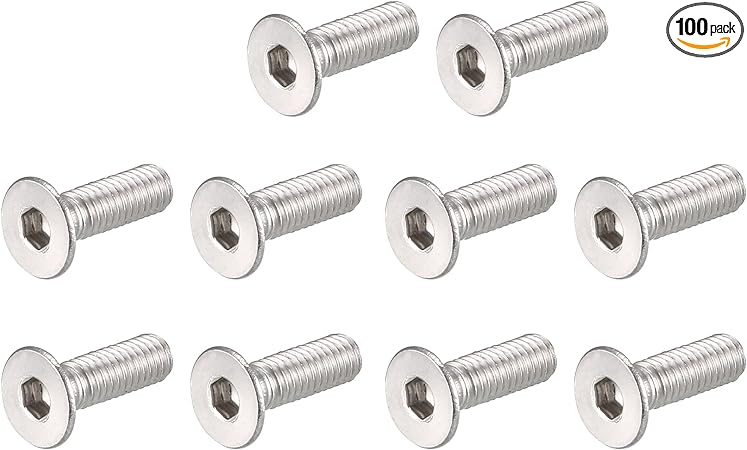 uxcell M3 x 10mm Metric Hex Socket Countersunk Flat Head Screw Bolts 100PCS